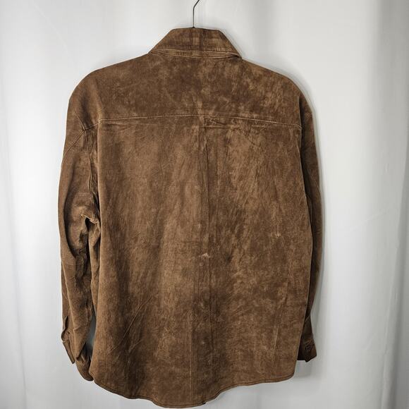 Vintage Leather Shirt Womens M Brown Pig Suede Button Up Shirt Jacket - Picture 4 of 9